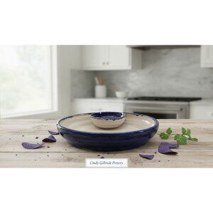 Hummingbird Ceramic Serving‎ Bowl With Built-In Dip Cup by Cindy Gilbride